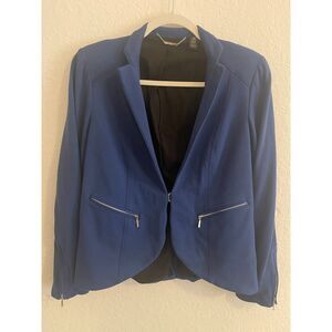 Chico’s Black Label Women’s Blazer 00 Purple Blue Open Front Textured Jacket